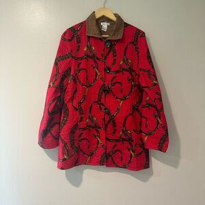 Rare! PATTY KIM Red and Brown Trench Coat with Elegant Design